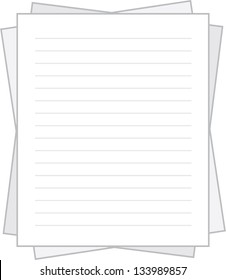 Isolated lined white paper stacked