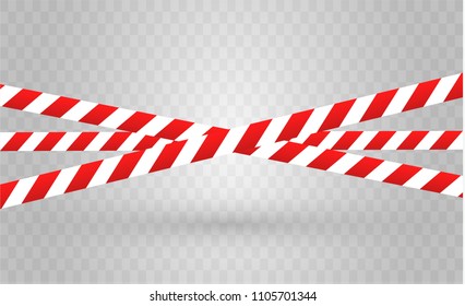 Isolated lines of insulation. Realistic warning tapes. Signs of danger. Vector illustration, isolated on a cellular background. Yellow color.