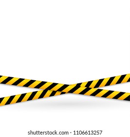 Isolated lines of insulation. Realistic warning tapes. Signs of danger. Vector illustration, isolated on a cellular background. Yellow color.