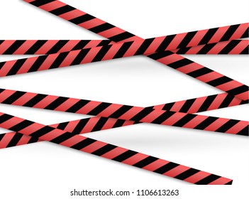 Isolated lines of insulation. Realistic warning tapes. Signs of danger. Vector illustration, isolated on a cellular background.red color.