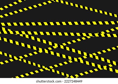 Isolierte Isolationslinien. Realistische Warnbänder. Anzeichen der Gefahr. Vektorgrafik einzeln auf zellulärem Hintergrund. Gelbe Farbe.
