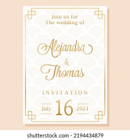 Isolated lines names wedding invitation vector illustration