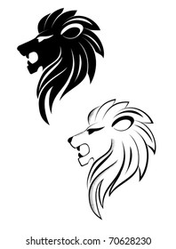 Isolated lion head as a symbol or sign - also as emblem. Jpeg version also available