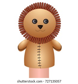 Isolated lion puppet on a white background, Vector illustration
