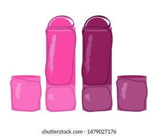 Isolated Lipstick and lip gloss for make up. Flat fashion icon on white background. Color icons with cosmetic products to create a make-up for internet, web, mobile apps, interface design.