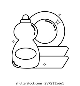 Isolated liquid soap bottle with clean dishes icon Vector illustration