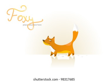 Isolated little fox on white background.