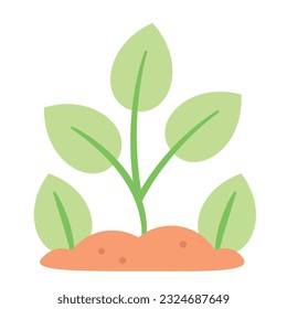 Isolated little green leaf planted on soil icon Vector illustration