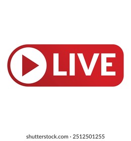 An isolated live streaming icon displays a prominent red play button alongside the word LIVE, indicating current online broadcasting activity and engagement.