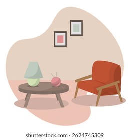 Isolated living room hygge style design illustation