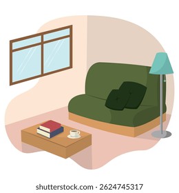 Isolated living room hygge style design illustation