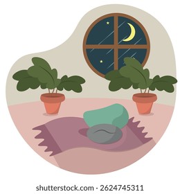 Isolated living room plants hygge style design illustation