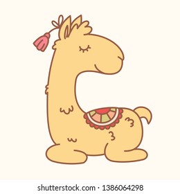 Isolated llama cartoon illustration. Vector illustration