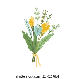 Isolated llustration bouquet of flowers. Vector design concept for Valentines Day and other use.