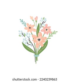 Isolated llustration bouquet of flowers. Vector design concept for Valentines Day and other use.