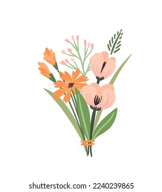 Isolated llustration bouquet of flowers. Vector design concept for Valentines Day and other use.