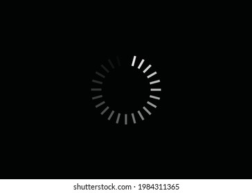 Isolated loading icon on black background, vector illustration.