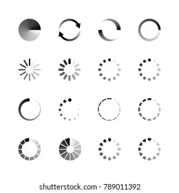 Isolated Loading Icon Set On White Background, Vector Illustration.