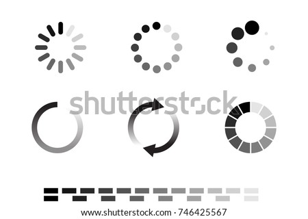 Isolated loading icon set on black background, vector illustration. Foto d'archivio © 