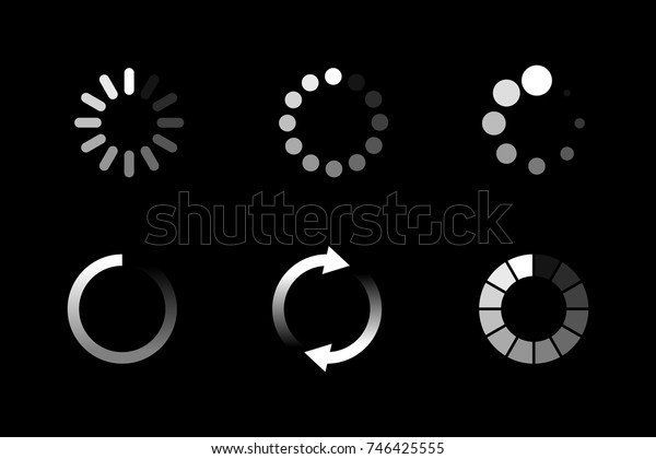 Isolated Loading Icon Set On Black Stock Vector (Royalty Free) 746425555