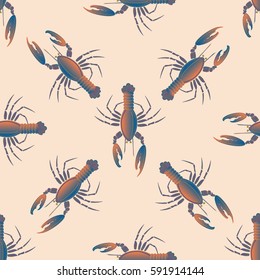 Isolated lobster or cancer. Delicious food menu objects. Use for restaurant, promotion, market, store, banner. Simple flat design for textile fabric wrapping.