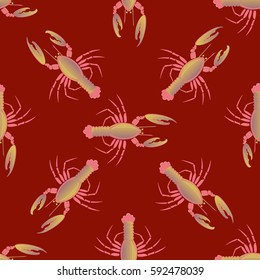 Isolated lobster or cancer. Delicious food menu objects. Use for restaurant, promotion, market, store, banner. Simple flat design for textile fabric wrapping.