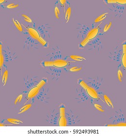 Isolated lobster or cancer. Delicious food menu objects. Use for restaurant, promotion, market, store, banner. Simple flat design for textile fabric wrapping.