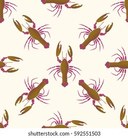 Isolated lobster or cancer. Delicious food menu objects. Use for restaurant, promotion, market, store, banner. Simple flat design for textile fabric wrapping.