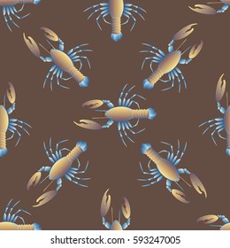 Isolated lobster or cancer. Delicious food menu objects. Use for restaurant, promotion, market, store, banner. Simple flat design for textile fabric wrapping.