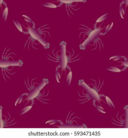 Isolated lobster or cancer. Delicious food menu objects. Use for restaurant, promotion, market, store, banner. Simple flat design for textile fabric wrapping.