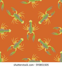 Isolated lobster or cancer. Delicious food menu objects. Use for restaurant, promotion, market, store, banner. Simple flat design for textile fabric wrapping.