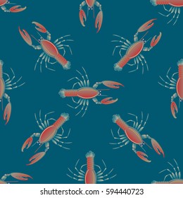 Isolated lobster or cancer. Delicious food menu objects. Use for restaurant, promotion, market, store, banner. Simple flat design for textile fabric wrapping.