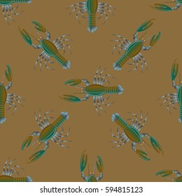 Isolated lobster or cancer. Delicious food menu objects. Use for restaurant, promotion, market, store, banner. Simple flat design for textile fabric wrapping.