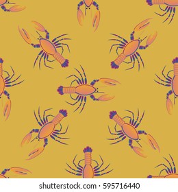 Isolated lobster or cancer. Delicious food menu objects. Use for restaurant, promotion, market, store, banner. Simple flat design for textile fabric wrapping.