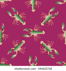 Isolated lobster or cancer. Delicious food menu objects. Use for restaurant, promotion, market, store, banner. Simple flat design for textile fabric wrapping.