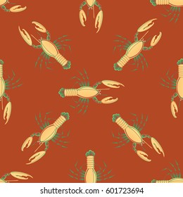 Isolated lobster or cancer. Delicious food menu objects. Use for restaurant, promotion, market, store, banner. Simple flat design for textile fabric wrapping.