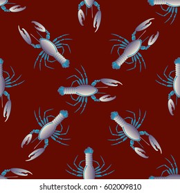 Isolated lobster or cancer. Delicious food menu objects. Use for restaurant, promotion, market, store, banner. Simple flat design for textile fabric wrapping.
