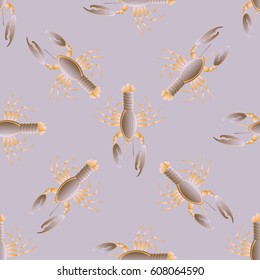 Isolated lobster or cancer. Delicious food menu objects. Use for restaurant, promotion, market, store, banner. Simple flat design for textile fabric wrapping.