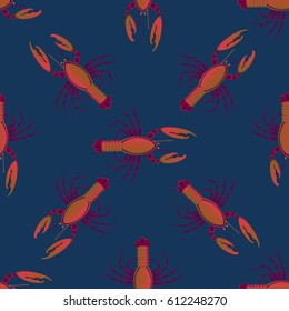 Isolated lobster or cancer. Delicious food menu objects. Use for restaurant, promotion, market, store, banner. Simple flat design for textile fabric wrapping.