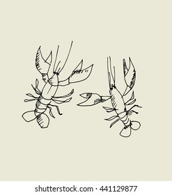 isolated lobster image. food hand drawn sketch vector illustration.