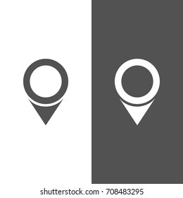 Isolated location icon for maps on a black and white background
