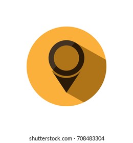 Isolated location icon for maps on a yellow circle with shade