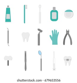 Isolated logo dental tools. Dentist Care and Medical treatment. Stomatology set.