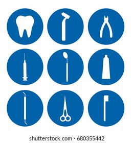 Isolated logo dental tools. Dentist Care and Medical treatment. Stomatology set vector illustration