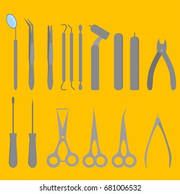 Isolated logo dental tools. Dentist Care and Medical treatment. Stomatology set vector illustration