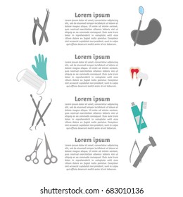 Isolated logo dental tools. Dentist Care and Medical treatment. Stomatology set vector illustration