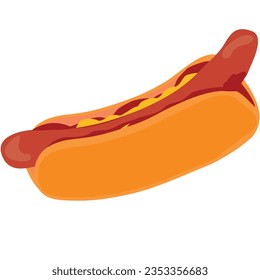 Isolated logo design of an hotdod with mustard, ketchup and roll