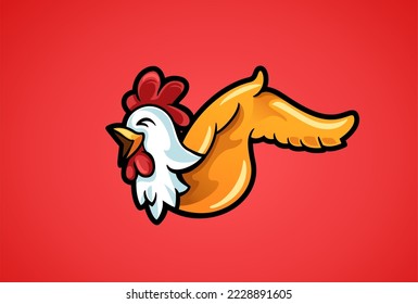 Isolated logo design for who loves chicken wings. Restaurant icon design. Cartoon vector with separated layers.