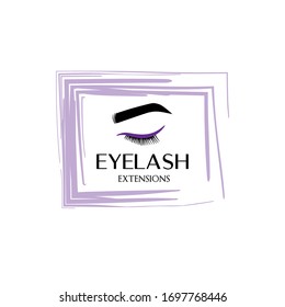 Isolated Logo eyelash extension. Color eye. Vector illustration in a modern style.