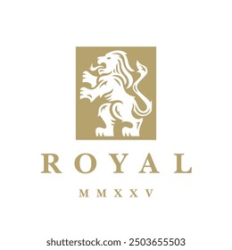 Isolated logo featuring a regal lion crest in a sophisticated gold design. Perfect for luxury branding, emblems, and elegant visual identity projects.